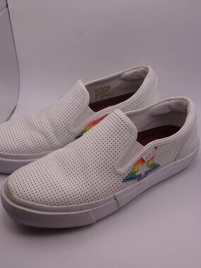 Mark Nason Los Angeles Women's White Perforated Leather Slip-On Sneakers Size 6